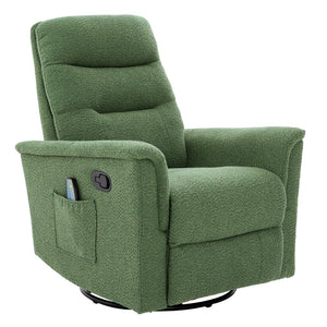 English Elm Manual Recliner Swivel Rocker Boucle Chair with 8-point Massage for Nursery or Living Room Green N763P363763F