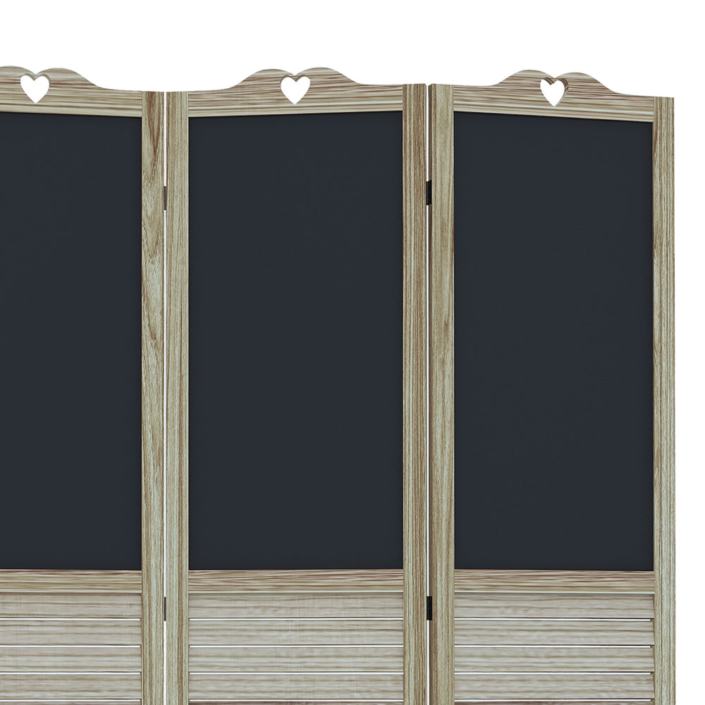 English Elm HOMCOM 4-Panel Wood Room Divider with Blackboard Panels, 5.5ft Freestanding Privacy Screen White W2225P173943