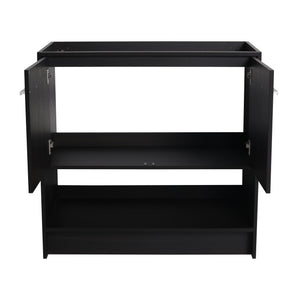 English Elm 36" Freestanding Bathroom Vanity with 2 Doors and Open Shelf, Modern Ergonomic Plywood Cabinet Dark Oak W1972P268401