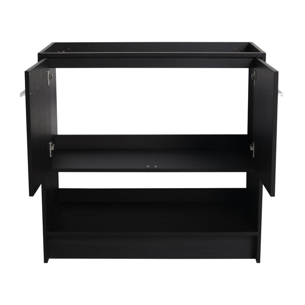 English Elm 36" Freestanding Bathroom Vanity with 2 Doors and Open Shelf, Modern Ergonomic Plywood Cabinet Dark Oak W1972P268401