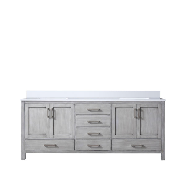 English Elm Distressed Grey Double Bath Vanity 80 in. W x 22 in. D with White Quartz Top, Solid Wood Frame, Soft-Close Storage Подробнее B2731P258952