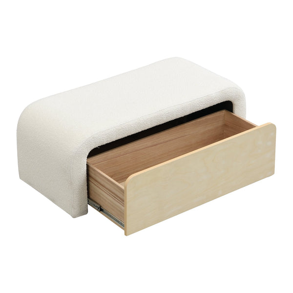 English Elm Christopher Knight Home® - Upholstered Ottoman With Storage Drawer - Chic Boucle Fabric, Solid Wood, Versatile Seating Solution N757P303234W