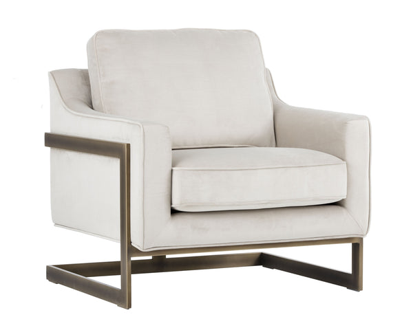 Sunpan Kalmin Lounge Chair - Stylish Deep Seating with Cushioned Back and Rustic Bronze Frame for Comfort Piccolo Prosecco