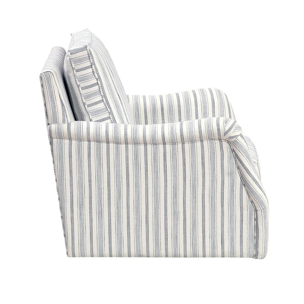 English Elm Elegance Striped Swivel Chair with Reversible Cushions, Foam-Pocket Coil Comfort & 360° Metal Base B011P379431