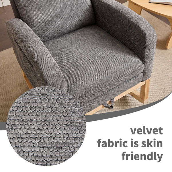 English Elm Modern Rocking Chair With Ergonomic Support, Stylish Upholstered Armchair For Nurseries & Living Rooms W2725P276952