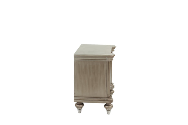 English Elm Luxury Glam Antique Silver-Champagne Nightstand with 2 Drawers, Modern Bedside Storage 28x18x28" B011P210121