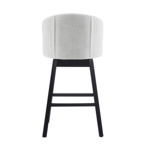 English Elm Christopher Knight Home® - 33.25" Swivel Counter Stools Set of 2 — 360° Upholstered Button-Tufted Armless Bar Stools, Black-Beige N780P185530B