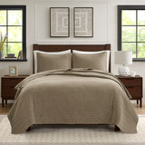 Hampton Hill Velvet Touch Transitional 3 Piece Luxurious Oversized Quilt Set FB13-1149 Taupe