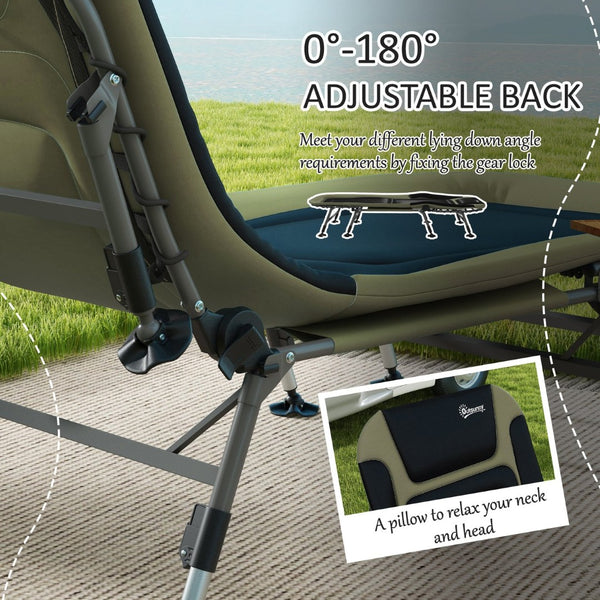 English Elm Outsunny Folding Camping Cot With Padded Cushions, 180° Recline, Heavy-Duty, Portable & Compact! W2225P200560-GIGA