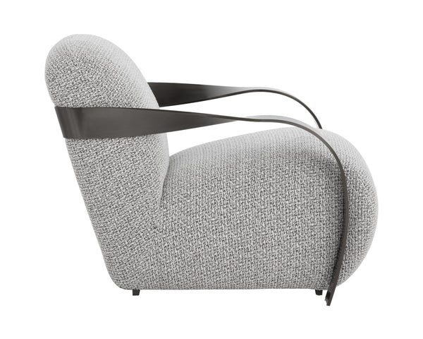 Sunpan Sonesta Lounge Chair - Sculptural Mid-century Design With Twisted Brass Arms In Haute Cobblestone Black Fabric 111577