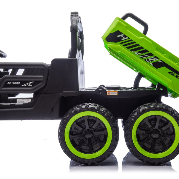 English Elm 24v Two Seat Kids Electric Dump Truck Six Wheel 4wd Utv with Parental Remote Green W1578P268992