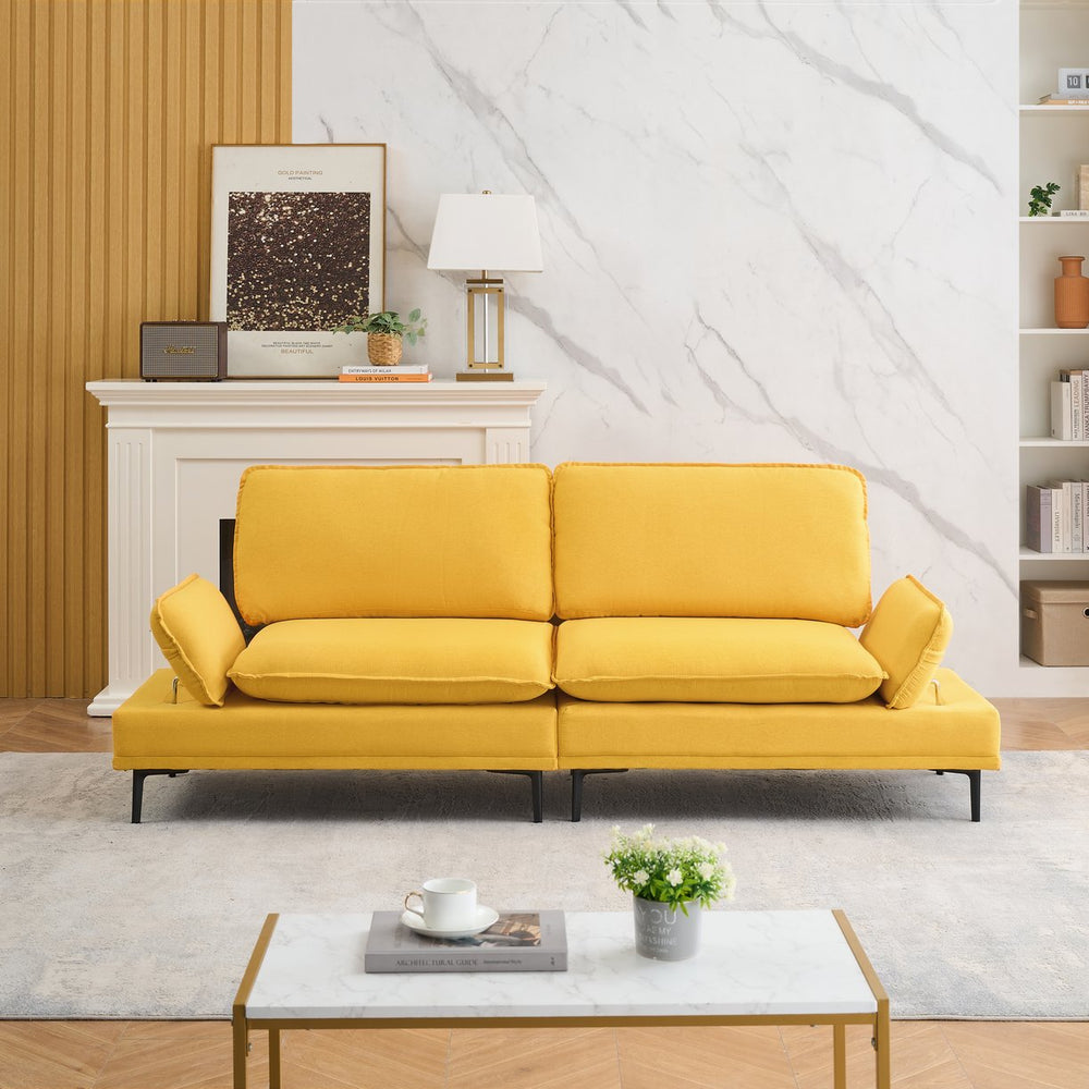 English Elm 89 Inch Premium Soft Yellow Sofa - Stylish, Compact Comfort For Apartment & Office Spaces, Modern Design W1658S00062