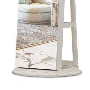 English Elm 360°swivel Jewelry Armoire with Lighted Interior Full Length Mirror Lockable White W3406P411303
