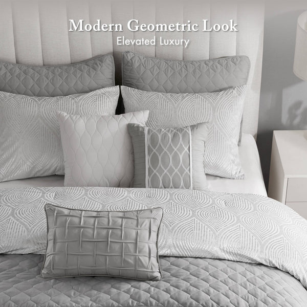 English Elm 10-piece California King Velvet Jacquard Comforter Set Layered Bedding with Microfiber Shams Grey B035P482945