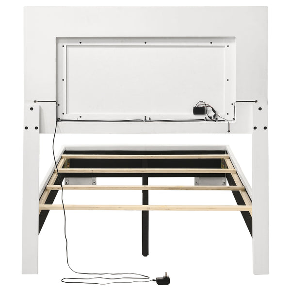 English Elm Felicity Modern High Gloss Twin Bed With Led Panel Lighting - Sleek Design & Durable Support B062S00865