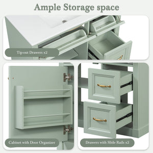 English Elm 36 Inch Bathroom Vanity With Ceramic Sink, Soft-Close Drawers, And Adjustable Storage For Modern Elegance N725P336549F