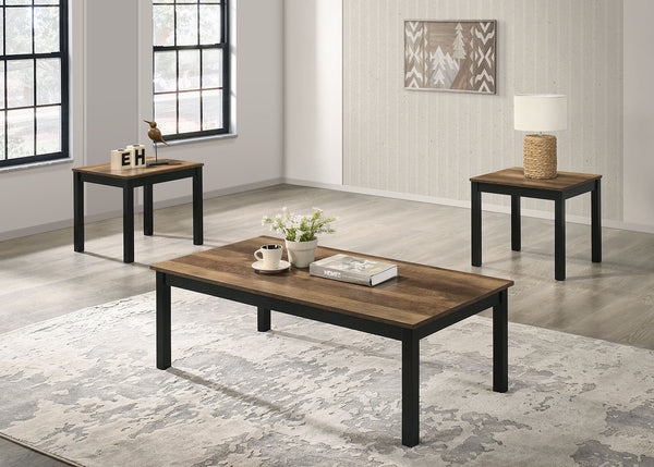 English Elm Contemporary 3-Piece Table Set: Stylish Coffee & End Tables With Faux Marble Top & Wooden Legs B2741P391795