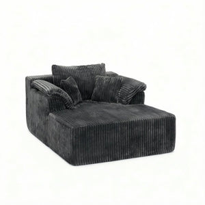 English Elm 60 Inch Oversized Corduroy Cloud Chaise Frameless Deep Seat Lounge for Living Room Antique Dark Grey W1919P499884