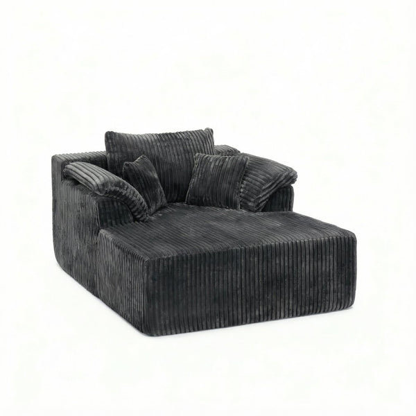 English Elm 60 Inch Oversized Corduroy Cloud Chaise Frameless Deep Seat Lounge for Living Room Antique Dark Grey W1919P499884