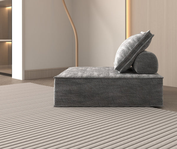 English Elm Modern Modular Corduroy Armless Sofa Chair with Removable Back Cushion, Sherpa Upholstered, Compact Reclining Seat for Apartment W1960P336127