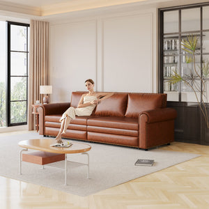 English Elm Chesterfield Velvet King Sleeper Sofa with Nailhead Trim and Rolled Arms for Living Room W1885S00359