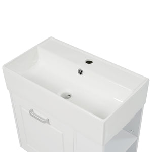 English Elm Christopher Knight Home® - 21.8" Wall-Mounted Bathroom Vanity with Ceramic Sink, Soft-Close Drawer, Adjustable Shelves & Tissue Holder White N759P292550K