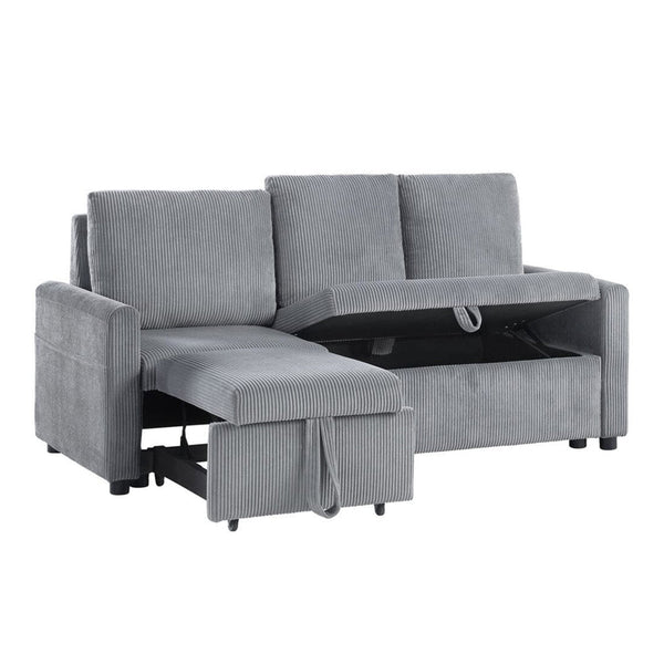 English Elm Corduroy Modern Sofa With Pull-Out Chaise, Underseat Storage, And Plush Comfort For Small Spaces B016P407397