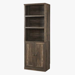 English Elm 1 Doors Bookshelf with USB Port and 3 Open Shelves — Space-Saving Storage Cabinet, Sturdy MDF Design Brown 50.59 L x 21.06 W x 10.63 H WF531476AAD