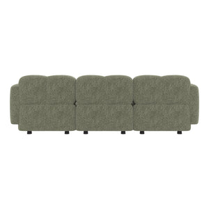 English Elm Beige Boucle L-shaped Sectional with Sculptural Cushion Blocks and Movable Ottoman Green N758T404142F