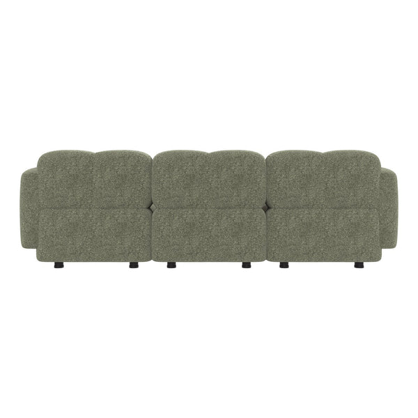 English Elm Beige Boucle L-shaped Sectional with Sculptural Cushion Blocks and Movable Ottoman Green N758T404142F