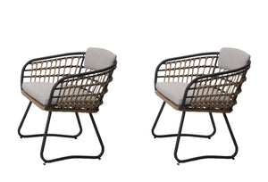 English Elm Outdoor Pe Wicker Armchairs Set of 2 with Cushions for Patio Garden Poolside W3990P415733