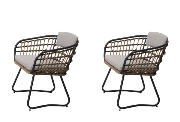 English Elm Outdoor Pe Wicker Armchairs Set of 2 with Cushions for Patio Garden Poolside W3990P415733