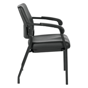 OSP Home Furnishings Padded Visitor Chair with Lumbar Support and Pu Armrests for Modern Office Reception 83710B-R107