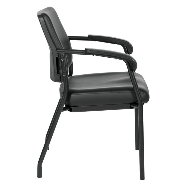 OSP Home Furnishings Padded Visitor Chair with Lumbar Support and Pu Armrests for Modern Office Reception 83710B-R107