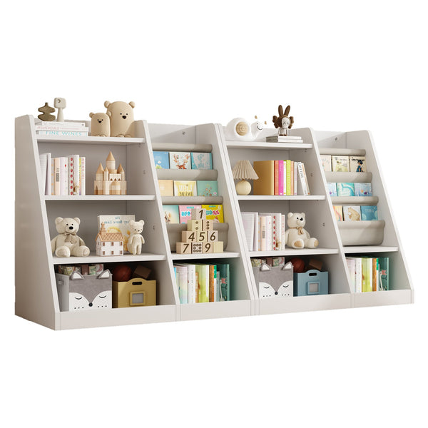 English Elm White Wooden Toy Storage Organizer Cabinet with 4-Tier Sling Bookcase for Kids Montessori Rooms W2876P233536