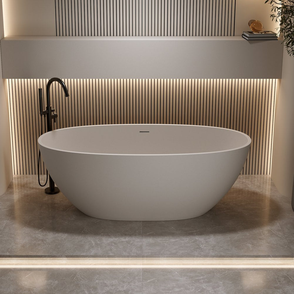 English Elm 63'' Freestanding Stone Resin Soaking Tub Spa Bath with Ergonomic Design W2753P415959