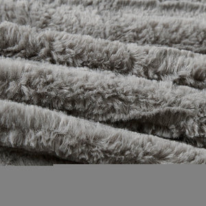 JLA Home Madison Park - Fur Arctic Faux Fur Comforter Mini Set — Plush Checkerboard Texture, OEKO‑TEX, Machine Washable Cozy Grey BASI10-0408