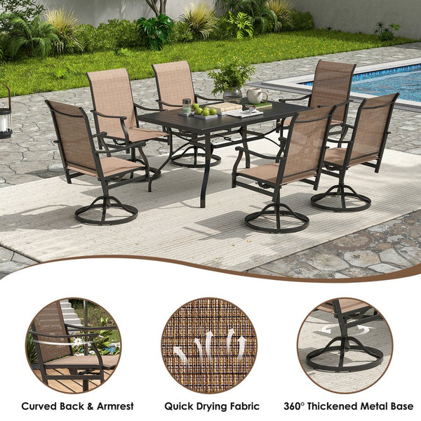 English Elm Outdoor Swivel Patio Dining Chairs Textilene Woven Set for Backyard Entertaining T3623P433697