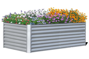 English Elm 6x3x2ft Galvanized Raised Garden Bed with Rust-Resistant Steel, Open Base, Support Rods & Safe Edges Silver W1859P197915