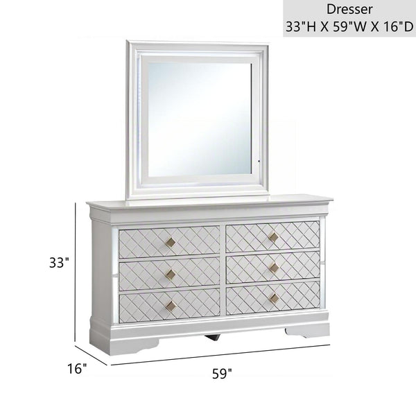 English Elm Verona Pearl White Chest with Dovetail Drawers, Metal Guides, Gold Crystal Handles, Ready-Assembled White 18 L x 59 W x 37 H B078P384069