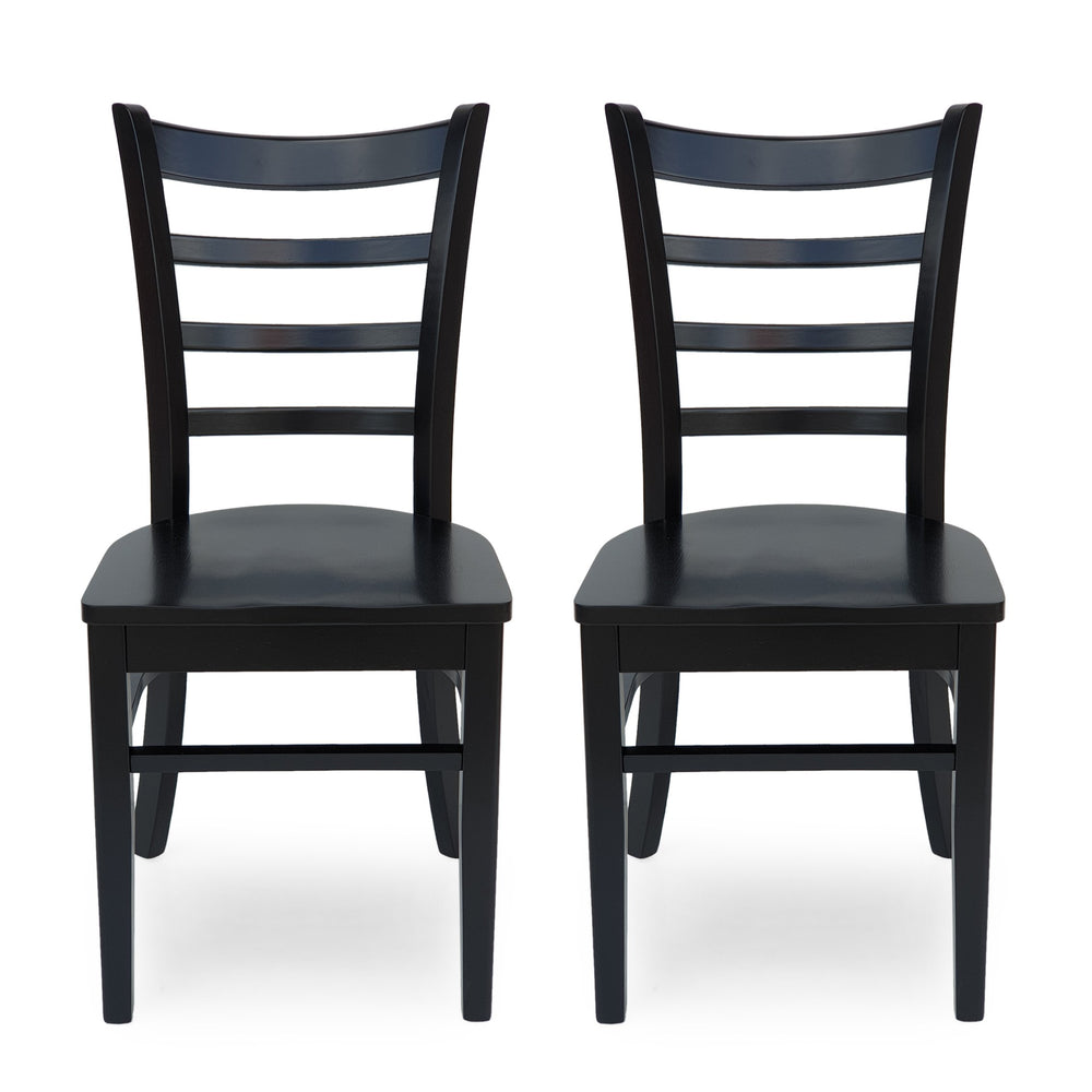 English Elm Dining Chair Set of Two Solid Rubberwood Ladder Back Farmhouse Cottage Style 67982.00MTBLK
