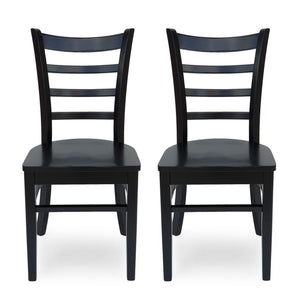 English Elm Dining Chair Set of Two Solid Rubberwood Ladder Back Farmhouse Cottage Style 67982.00MTBLK