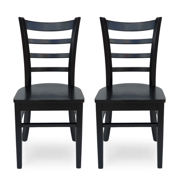English Elm Dining Chair Set of Two Solid Rubberwood Ladder Back Farmhouse Cottage Style 67982.00MTBLK