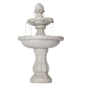 English Elm 37.4"h Two-tier Polyresin Pedestal Fountain Cascading Stone-look Patio Garden Feature N765P355059W