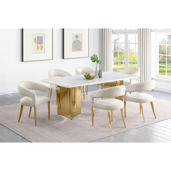 English Elm Rendina Velvet Upholstered Dining Armchair Set of 2 – Curved Open-Back Comfort with Luxe Foam Seating and Metal Frame Cream B062P299827