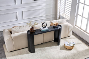 English Elm Double-layer Matte Black Console Table Curved Shelf Minimalist Entryway Sofa Side W3875P388009