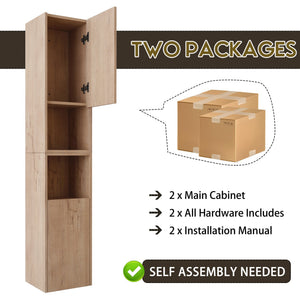English Elm 24" Bathroom Side Cabinet - Wall-Mounted Design, Soft-Close Doors, Durable Plywood, Space-Saving Storage W999S00373