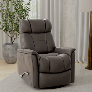 English Elm Global Home Swivel Glider Recliner In Bentley Grey Faux Leather - Adjustable Comfort & Style! B339P323106