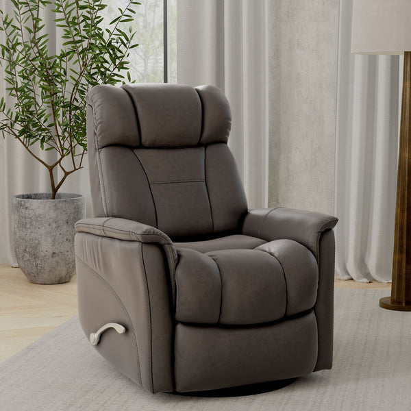 English Elm Global Home Swivel Glider Recliner In Bentley Grey Faux Leather - Adjustable Comfort & Style! B339P323106