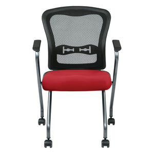 OSP Home Furnishings Deluxe Nesting Armchair with Mesh Back Lumbar Support for Office and Meeting Rooms Lipstick 84440-R100